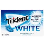 TRIDENT WHITE PEPPERMINT GUM 16PC X 9 PACK