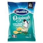 BLUEBIRD ORIGINALS SOUR CREAM  CHIVES 150G X 12 PACK