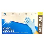 VINYL GLOVES BLUE POWDER FREE MEDIUM 100 PCS
