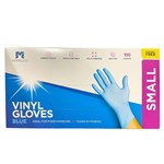 VINYL GLOVES BLUE POWDER FREE SMALL 100 PCS